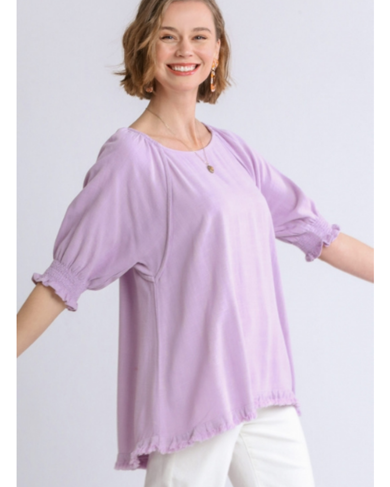 Frayed Hem Perfect Sleeve Top