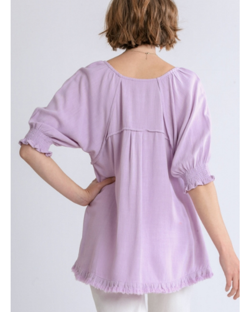 Frayed Hem Perfect Sleeve Top