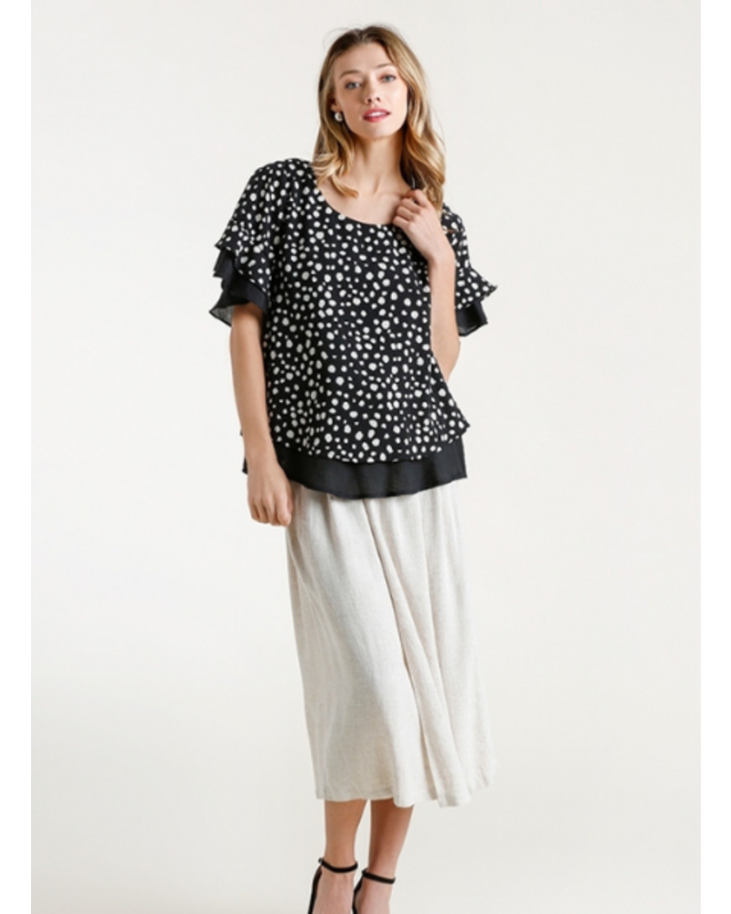 Keyhole Ruffle Dalmatian Top