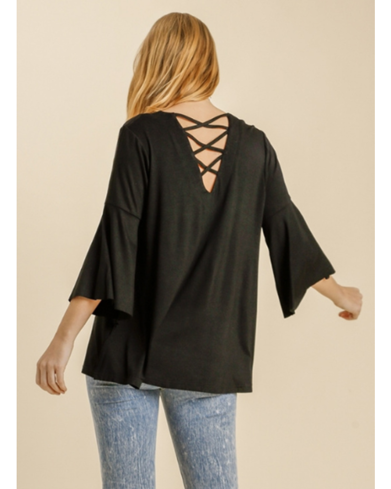 Criss Cross Bell Sleeve Top