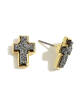 Druzy Cross Post Earrings