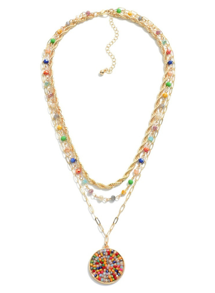 Colorful Beaded Chain Necklace