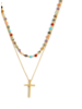 Dainty Layered Cross Necklace Beaded