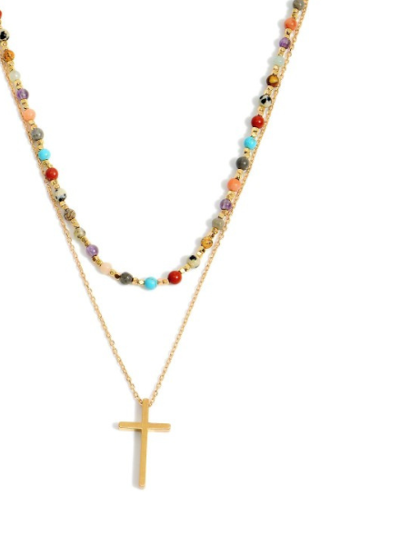 Layered Cross Charm Necklace - Trader Rick's for the artful woman