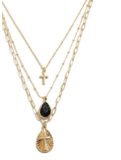 Layered Cross Charm Necklace