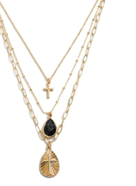 Layered Cross Charm Necklace - Trader Rick's for the artful woman