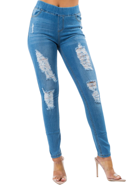 Medium Wash Distressed Skinny Jeans
