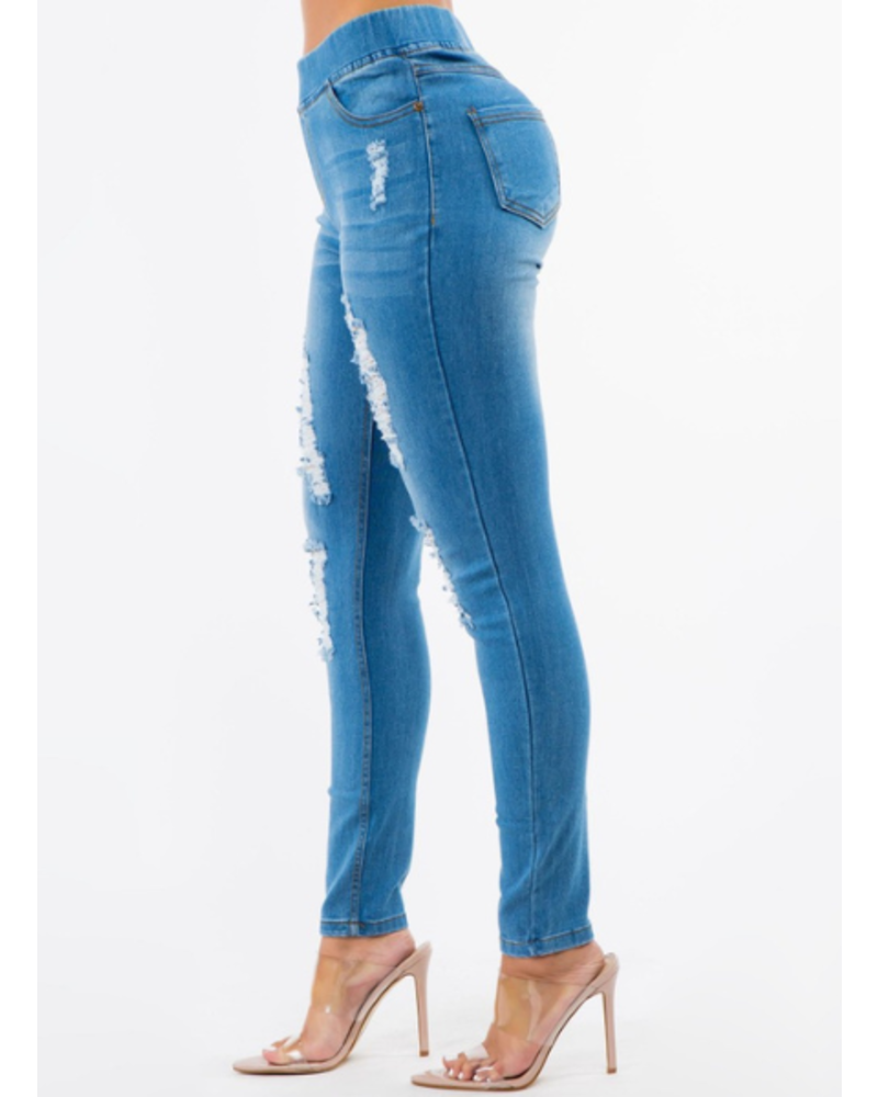 Medium Wash Distressed Skinny Jeans