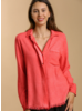 Frayed Hem Button Down Top