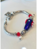 Out Of The Fire Lampglass Cannon Sterling Silver Red White and Blue Bracelet