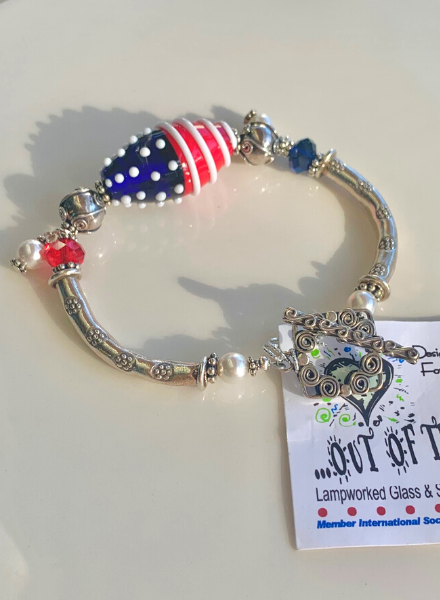 Out Of The Fire Stars & Stripes Flag 1-bd Lampglass Bracelet