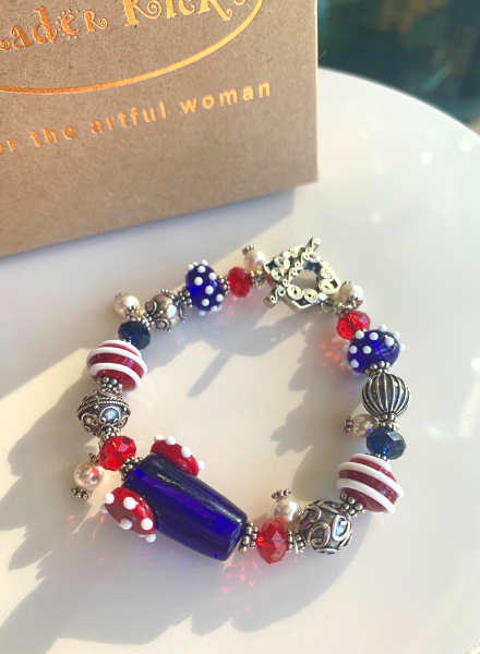 Out Of The Fire Stars & Stripes Cannon 5-Bd Lampglass Bracelet