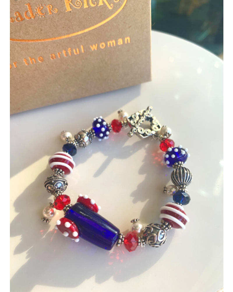 Out Of The Fire Stars & Stripes Cannon 5-Bd Lampglass Bracelet