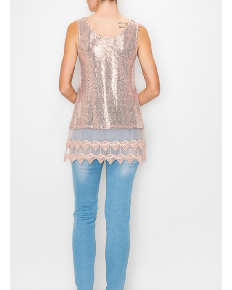 Sparkly Tank Top with Lace Trim - Trader Rick's for the artful woman