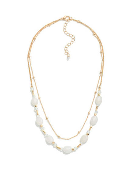 Milk Glass Gold Chain Necklace