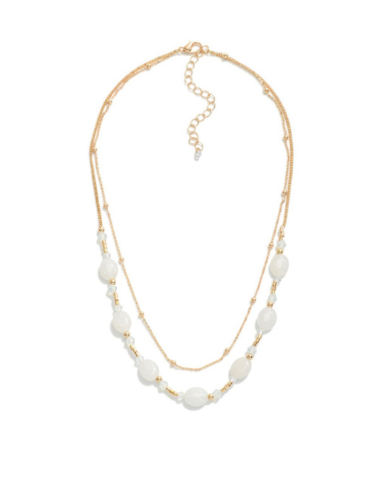 Milk Glass Gold Chain Necklace