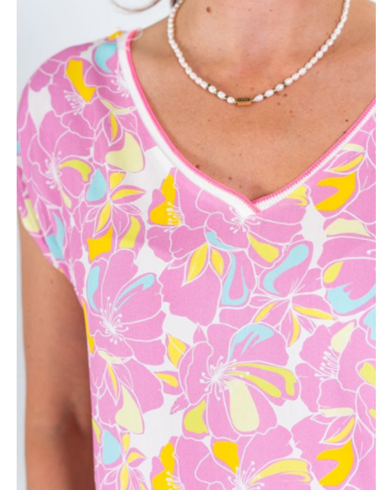 Flower Print V-Neck Top