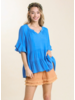 Tiered V-Neck Ruffle Sleeve Top