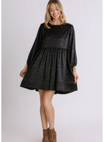 Animal Jacquard Long Sleeve Dress