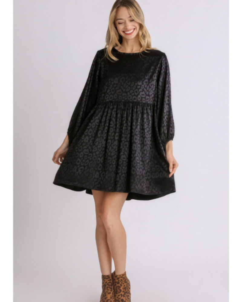 Animal Jacquard Long Sleeve Dress