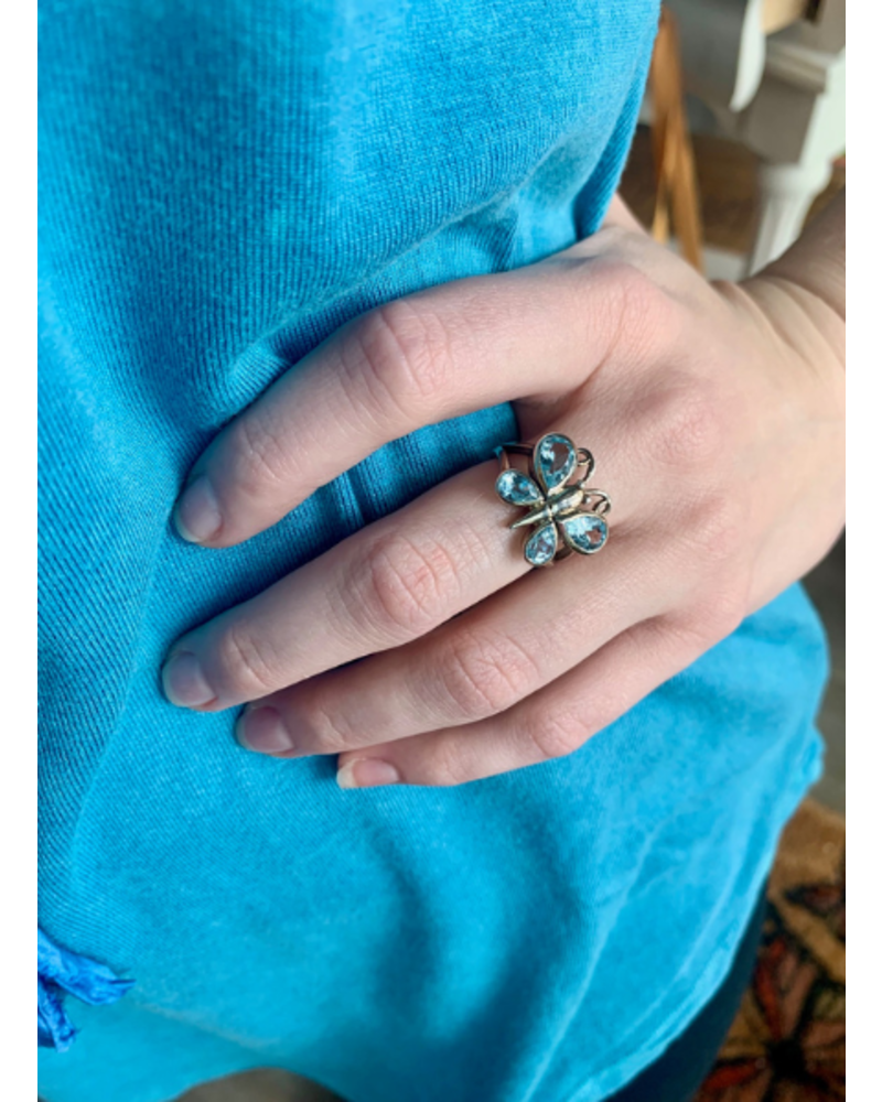 Butterfly Gemstone/Opal Sterling Silver Ring