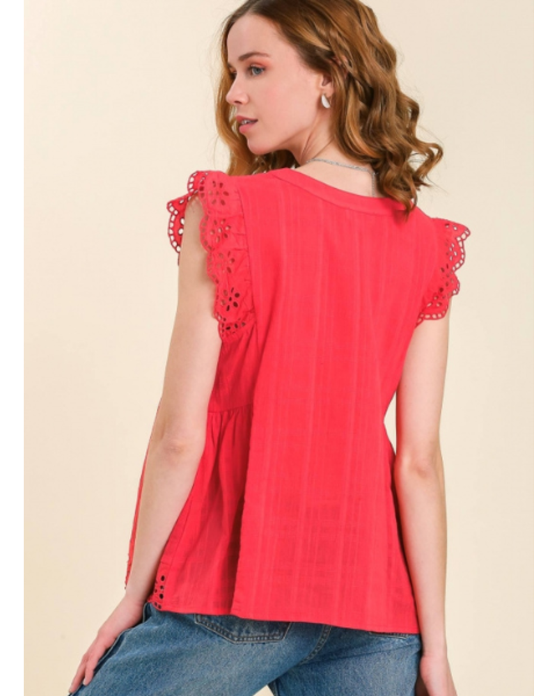 Eyelet Cap Sleeve Top