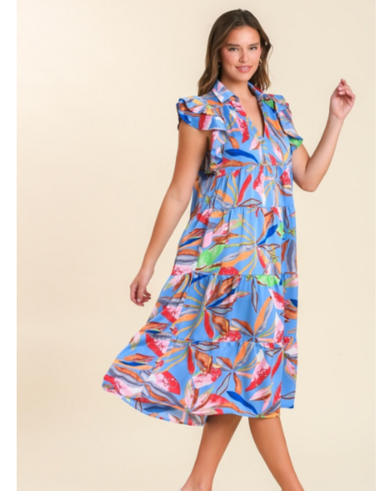 Bird of Paradise Tropical Print Dress