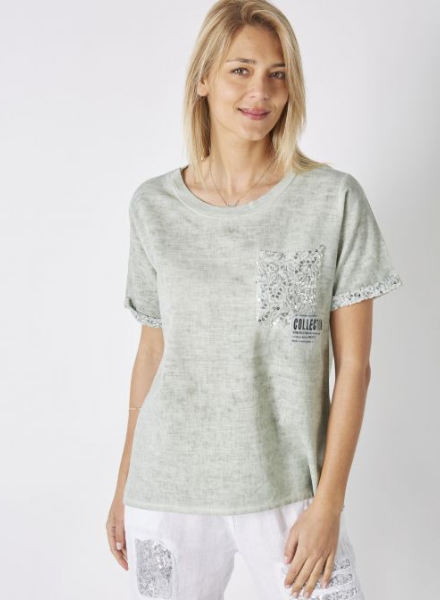Lace and Sequin Detail Tee