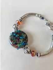 Out Of The Fire Turquoise Lampglass Single Bead Bracelet