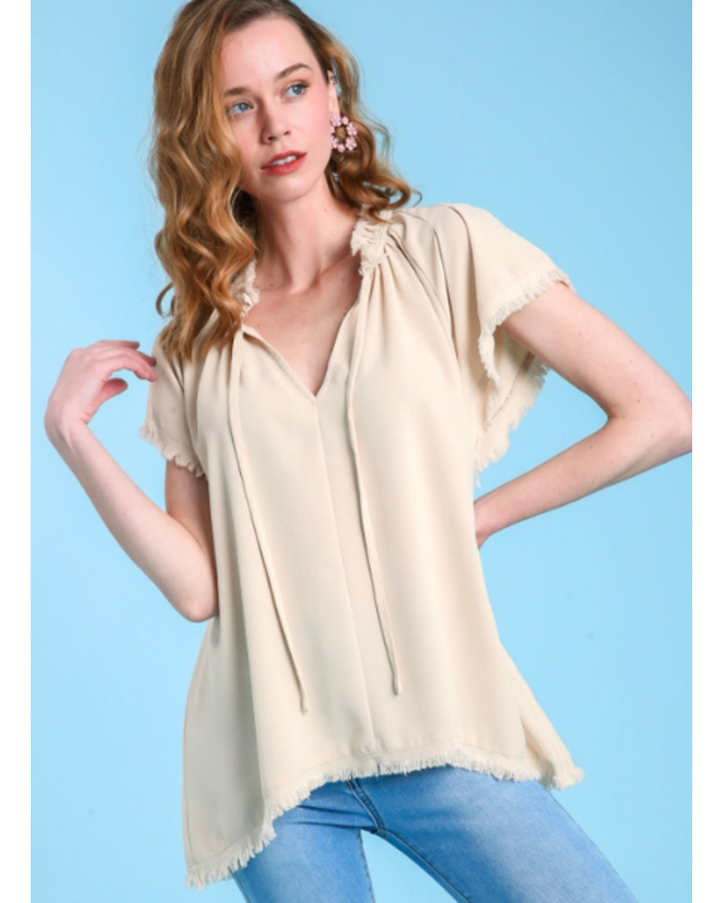 Ruched Neck Tie Top