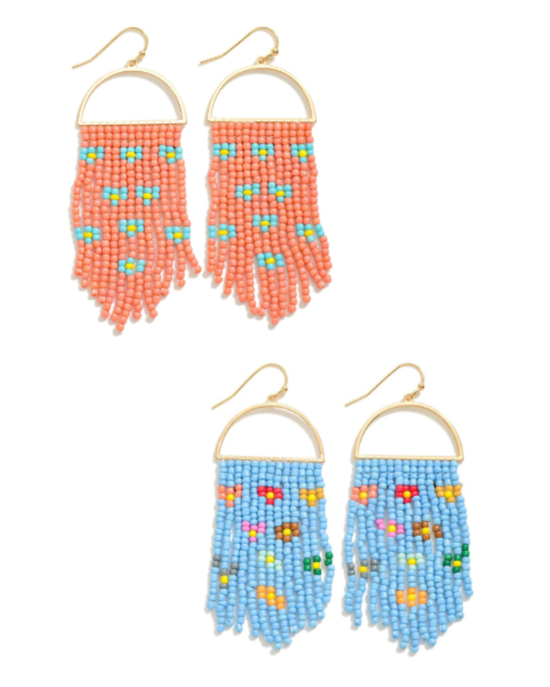 Beaded Flower Drop Earrings Trader Rick's for the artful woman