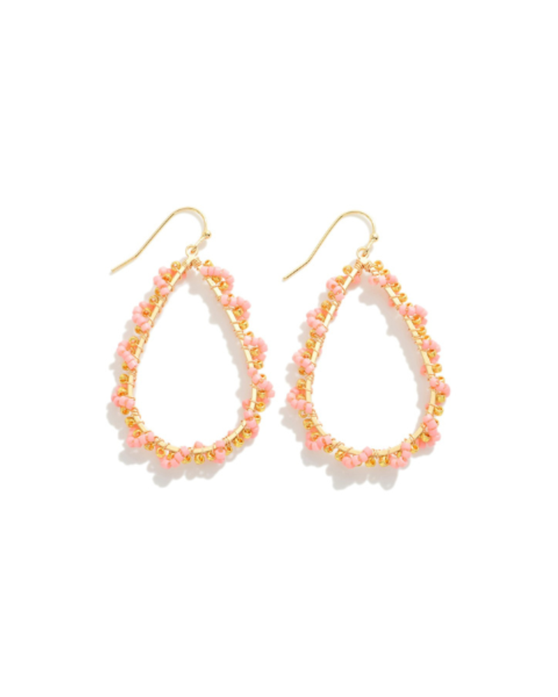 Gold Tone Beaded Teardrop Earrings