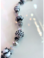 Out Of The Fire Black & White 5-Bead Lampglass Bracelet