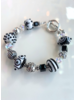 Out Of The Fire Black & White 5-Bead Lampglass Bracelet