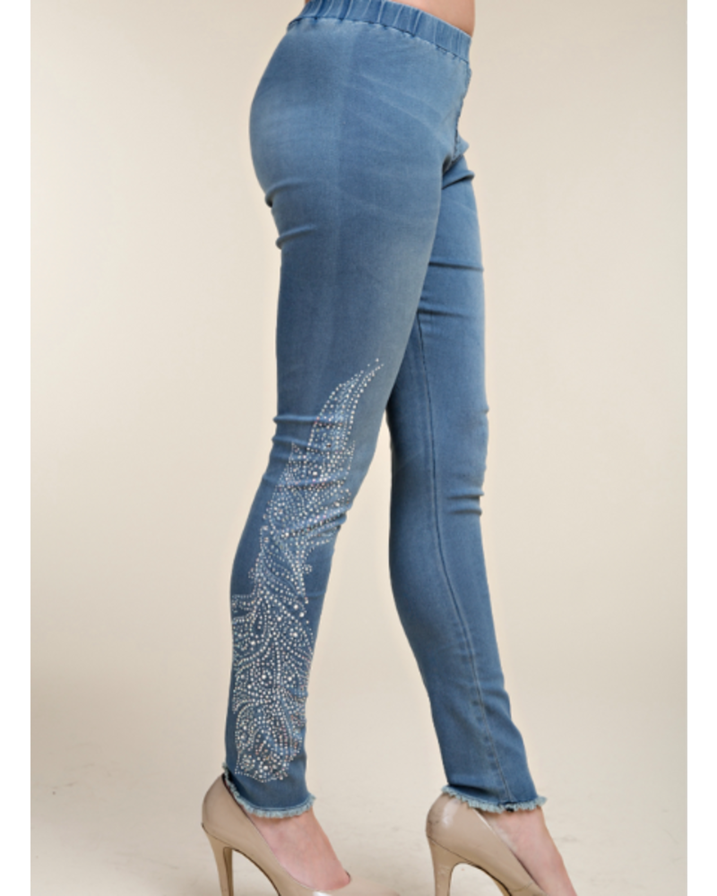 Light Wash Jeans with Rhinestone Leg Detail - Trader Rick's for