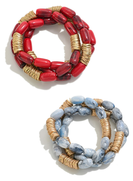 Set of 3 Semi Precious Stone Bracelets