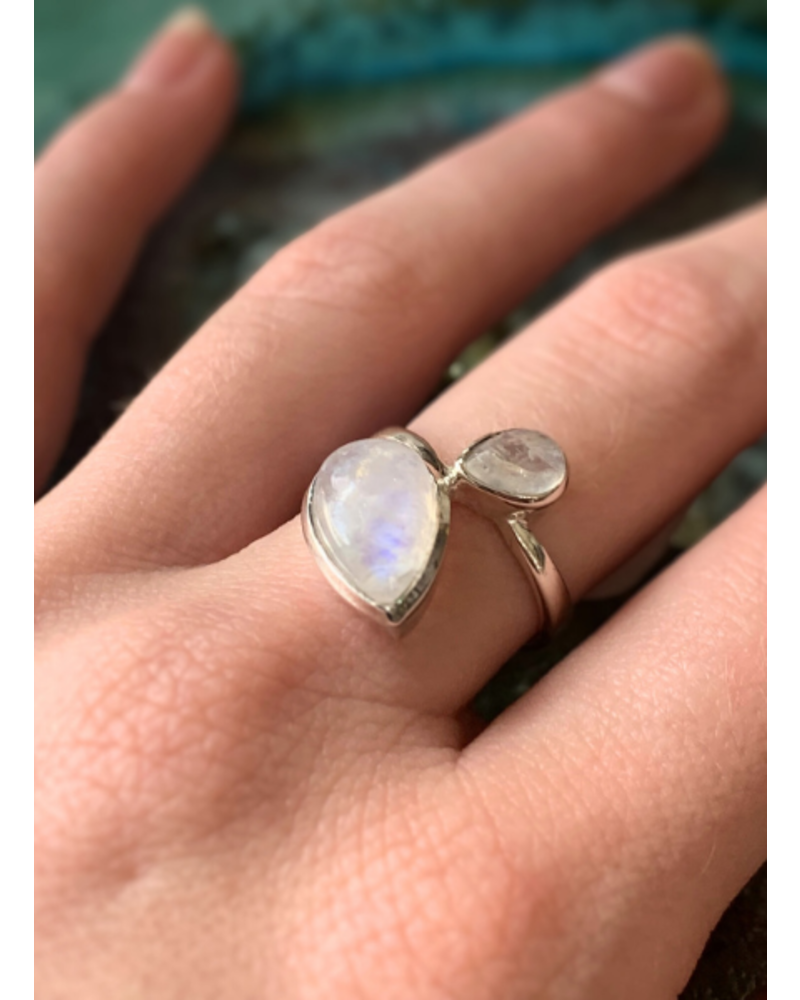 Rainbow Moonstone Sterling Silver Ring