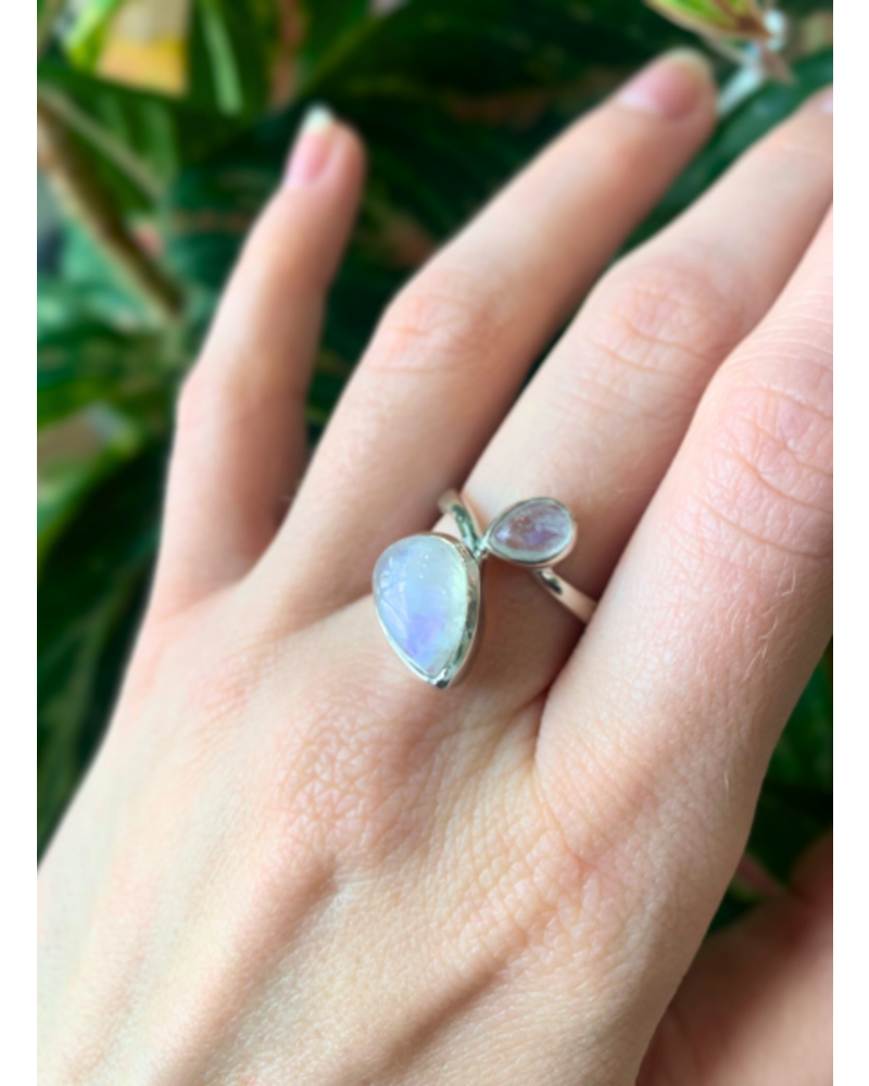 Rainbow Moonstone Sterling Silver Ring