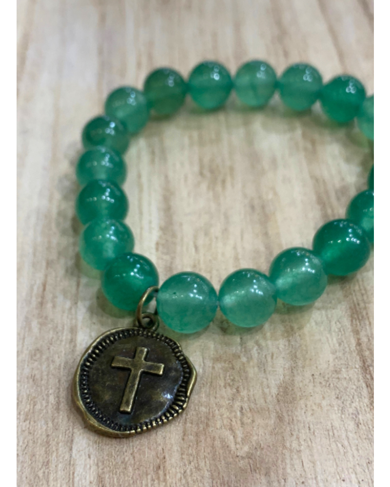 Cross Charm Stone Bracelet