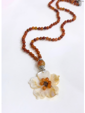 Beaded Flower Pendant Necklace