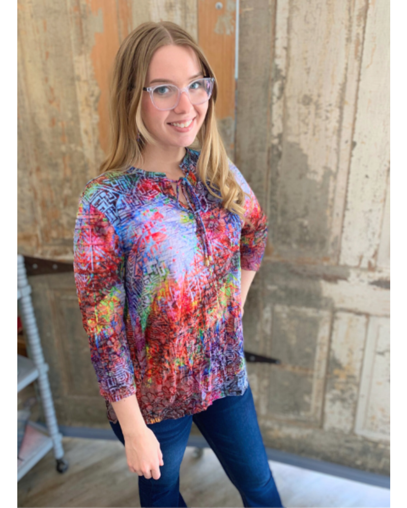 Colorful Crinkle Abstract Top