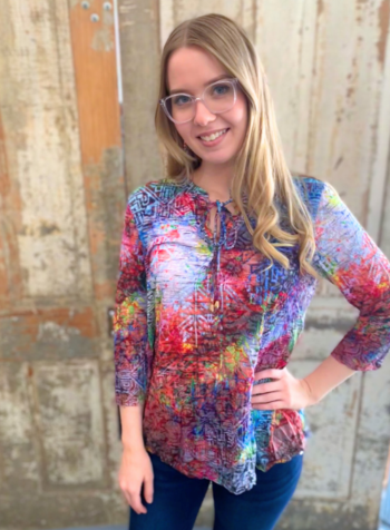 Colorful Crinkle Abstract Top