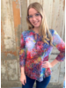 Colorful Crinkle Abstract Top