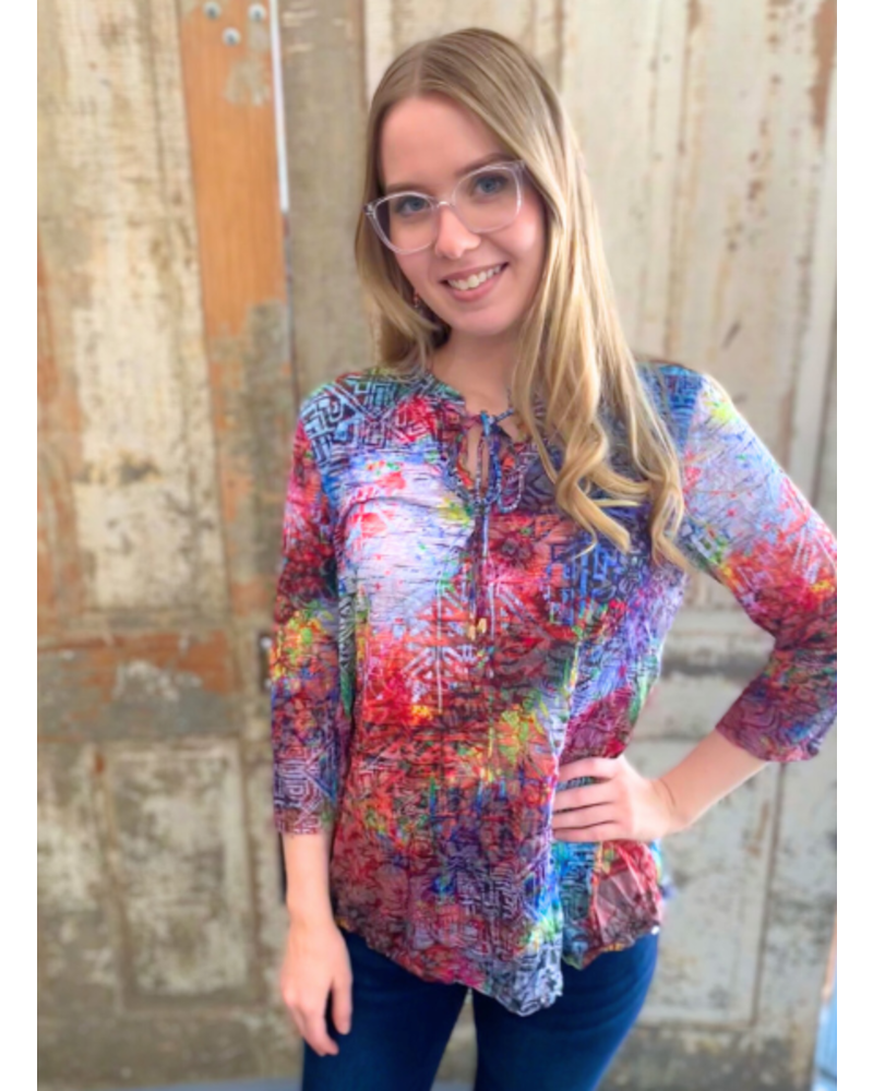 Colorful Crinkle Abstract Top