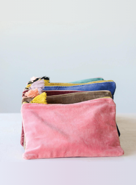 Velvet Zippered Pouch Light Grey