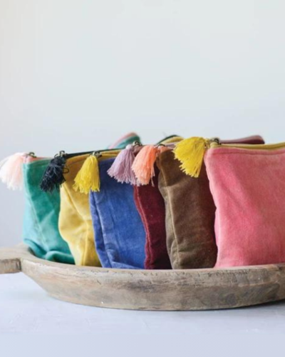 Velvet zipper pouch sale