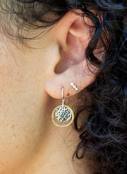 Mixed Metals Hammered Disk Earrings