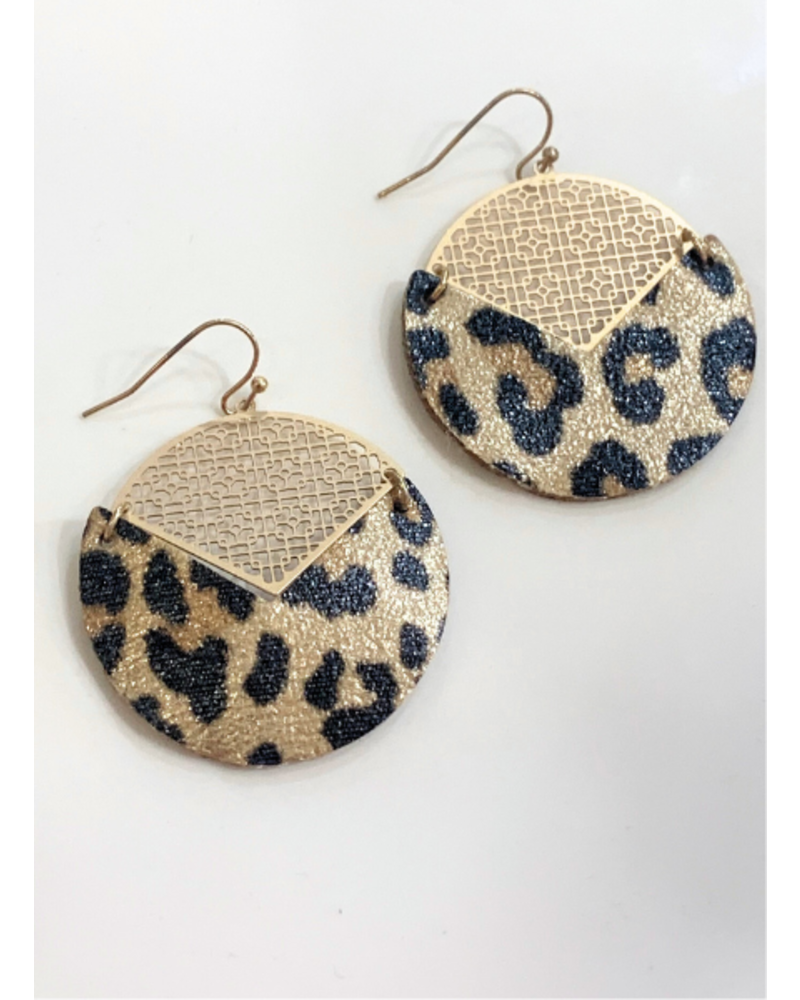 Geometric Genuine Leather Cheetah Print with Authentic Louis Vuitton Canvas  Earrings - Handmade & Curated Jewelry and Accessories by Roz