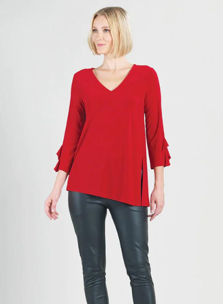 V-Neck Flutter Cuff Tunic