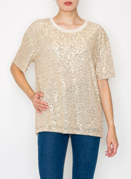 Short Sleeve Sequin Top